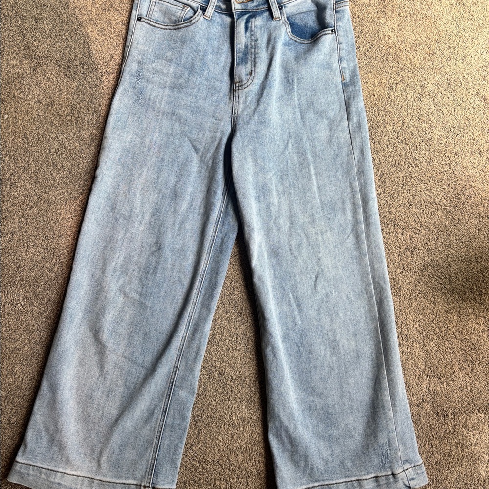 Blue Risen Cropped Wide-Leg Jeans - Picture 3 of 5